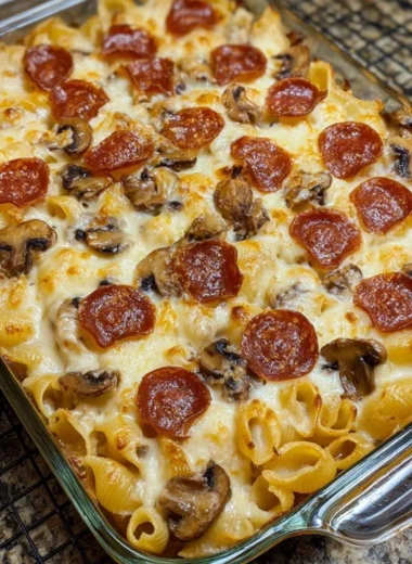 Oven Baked Sausage Mushroom Pasta Gratin