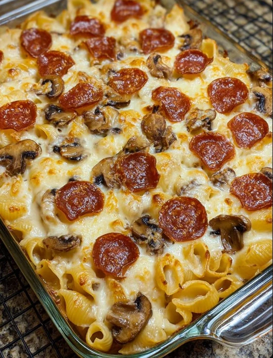 Oven Baked Sausage Mushroom Pasta Gratin