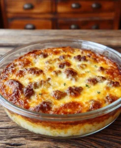 Savory Bread Pudding with Sausage and Cheese