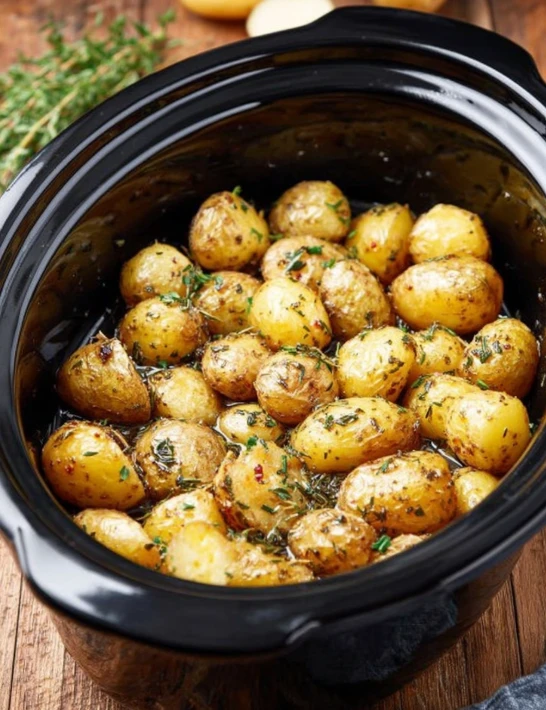 Slow Cooker 4-Ingredient Garlic Parmesan Potatoes
