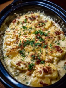 Slow Cooker Creamy Chicken and Cheese Ravioli