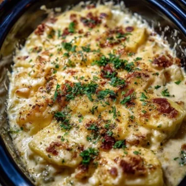Slow Cooker Creamy Chicken Cheese Ravioli