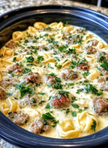 Slow Cooker Creamy Tortellini Soup Sausage