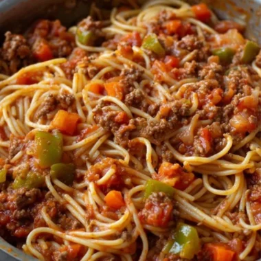 Slow Cooker Hearty Beef Vegetable Spaghetti
