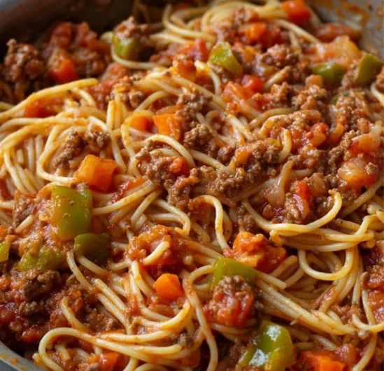 Slow Cooker Hearty Beef Vegetable Spaghetti