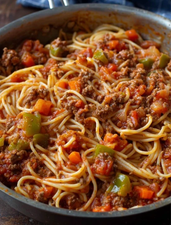 Slow Cooker Hearty Beef and Vegetable Spaghetti