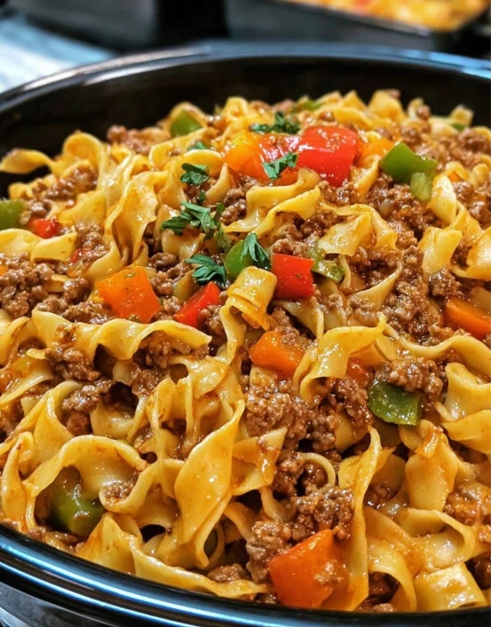 Slow Cooker Italian Drunken Noodle