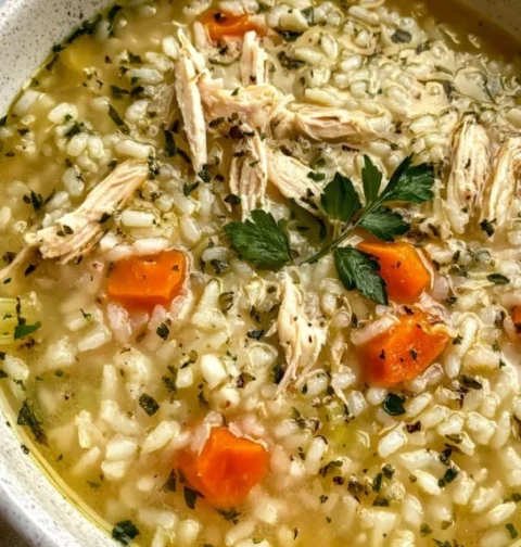 Slow Cooker Lemon Chicken Herb Rice Soup