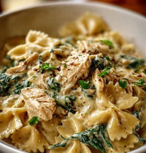 Southern Potluck Spinach Chicken Pasta