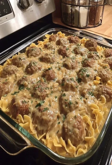 Southern Potluck Swedish Meatball Recipe Easy Swedish Meatball Noodle Bake Best Noodle Bake For Potluck Southern Style Swe...