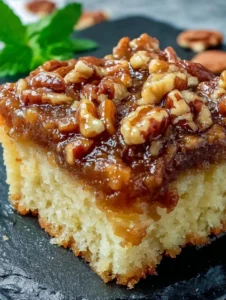sponge cake with pecan topping