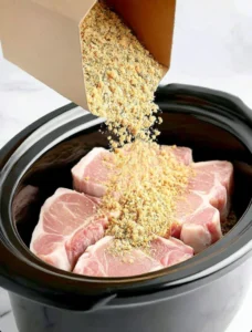 4-Ingredient Slow Cooker Pork Chops with Stuffing Crust