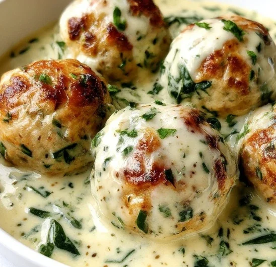 Baked Chicken Ricotta Meatballs Spinach Alfredo Sauce