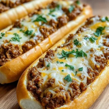 Cheesy Sloppy Joe Garlic Br1ead