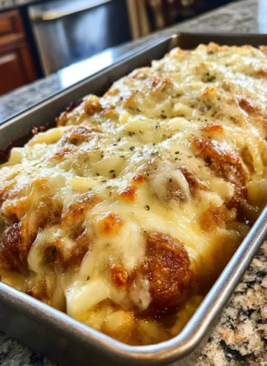 French Onion Meatloaf Melted Swiss Cheese