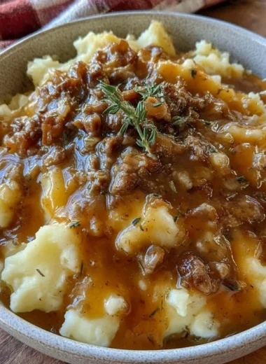 Ground Beef Gravy Over Mashed Potatoes