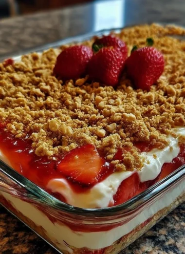 Oldfashioned Family Strawberry Crunch Cheesecake Delight