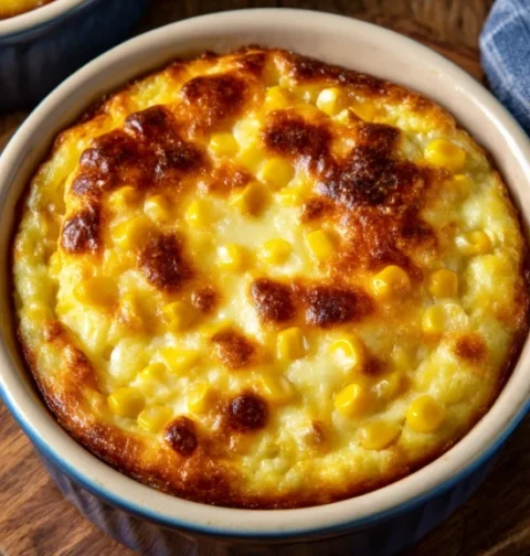 Ovenbaked 4ingredient Corn Cheese Pudding