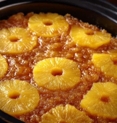 Slow Cooker 3ingredient Pineapple Upsidedown Cake