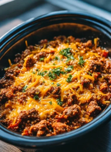 Slow Cooker 4ingredient Taco Casserole