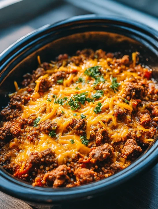 Slow Cooker 4ingredient Taco Casserole
