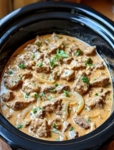 Slow Cooker 4-Ingredient Beef Stroganoff Pasta