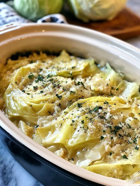 Slow Cooker Garlic Parmesan Whole Cabbage Lemon Butter