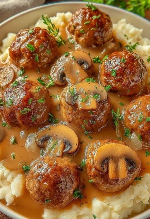 Slow Cooker Salisbury Steak Meatballs