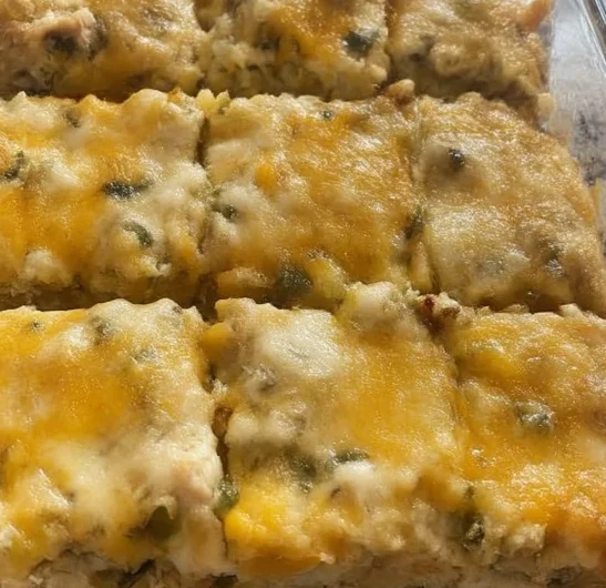 Warm Sundaystyle Cheesy Poblano Rice Bake