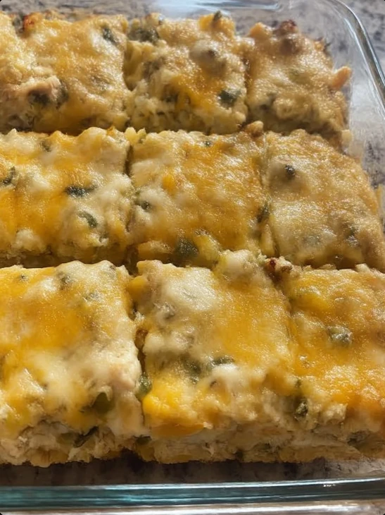 Warm Sunday-Style Cheesy Poblano Rice Bake