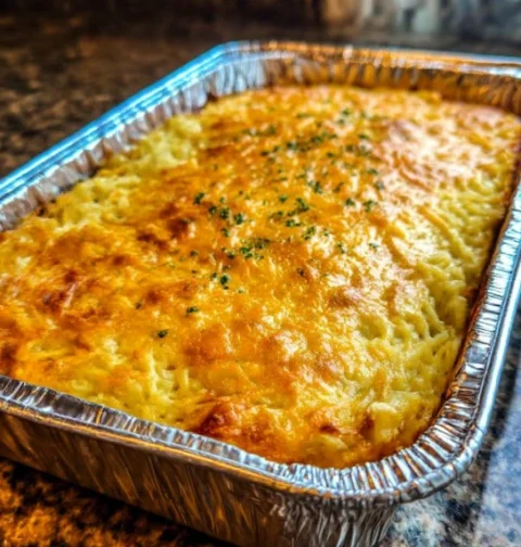 3ingredient Cheesy Hash Brown Bake Two Foil Trays