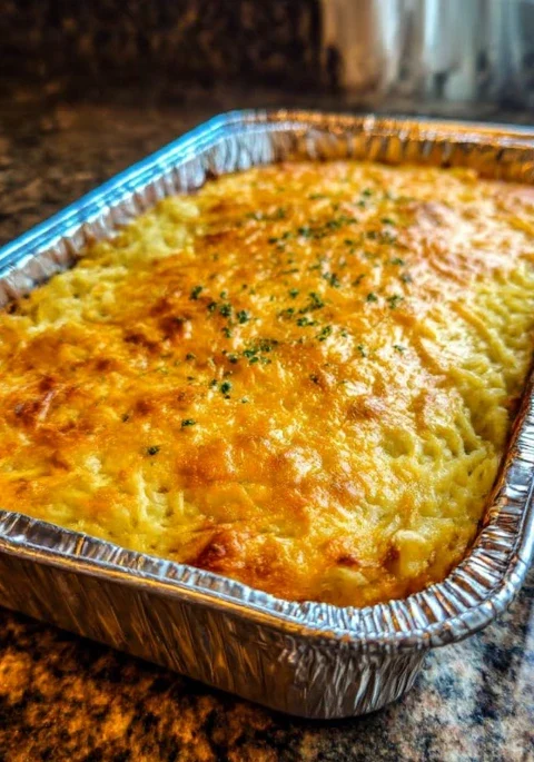 3ingredient Cheesy Hash Brown Bake Two Foil Trays
