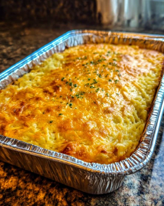 3ingredient Cheesy Hash Brown Bake Two Foil Trays