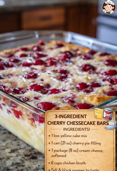 3ingredient Cherry Cheesecake Bars