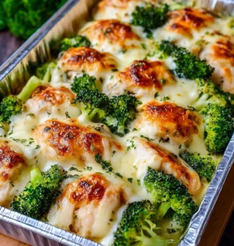 4ingredient Cheesy Broccoli Chicken Bake Foil