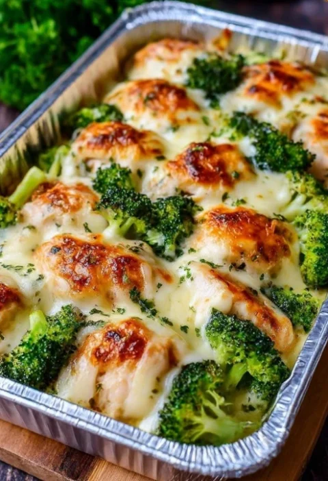 4ingredient Cheesy Broccoli Chicken Bake Foil