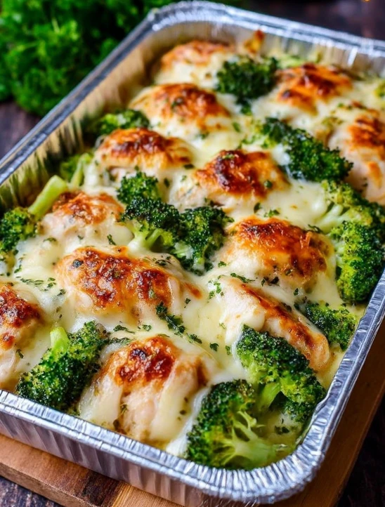 4ingredient Cheesy Broccoli Chicken Bake Foil
