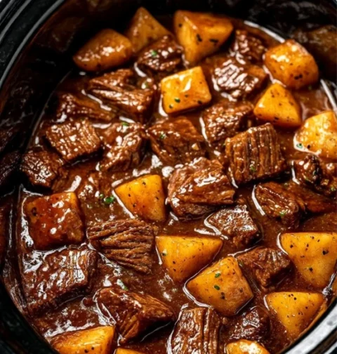 4ingredient Slow Cooker Beef Tips Potatoes