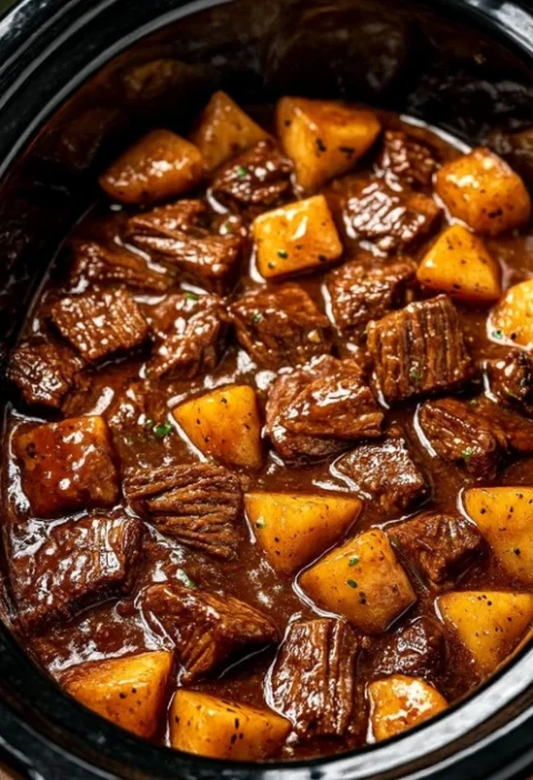 4ingredient Slow Cooker Beef Tips Potatoes