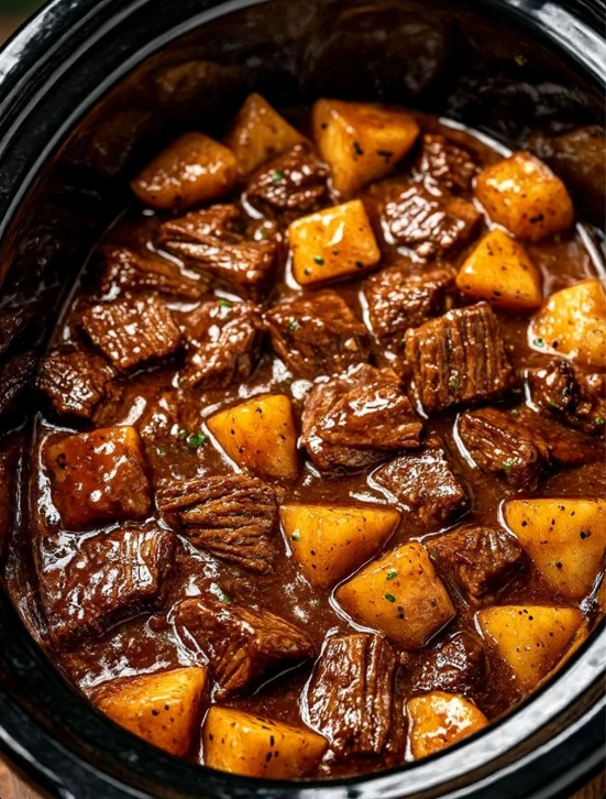 4ingredient Slow Cooker Beef Tips Potatoes