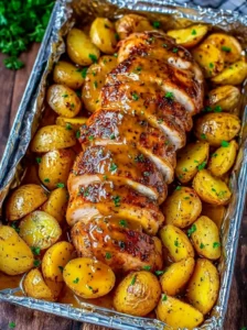 6-Ingredient Honey Mustard Chicken and Potatoes (Foil Pan Dinner)