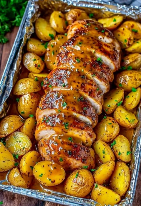 6ingredient Honey Mustard Chicken Potatoes Foil Pan Dinner