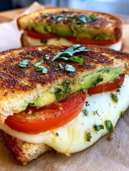 Avocado Mozzarella Tomato Grilled Cheese Sandwich