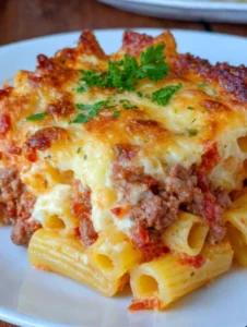 baked pasta bolognese with bechamel sauce