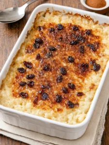 Cozy Baked Rice Pudding in a Casserole Dish
