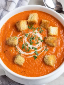 Cream of Tomato Soup in a Bowl