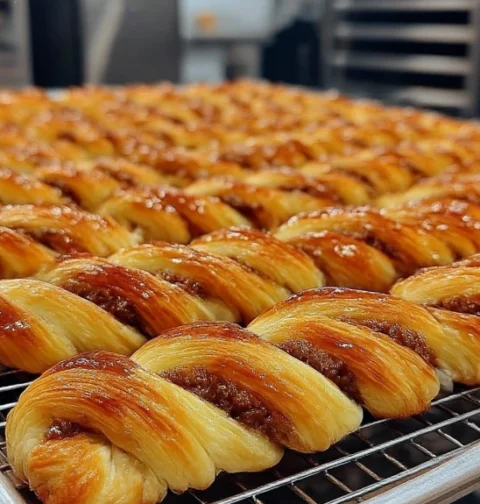 Goldenbrown Beef Herb Pastry Twists