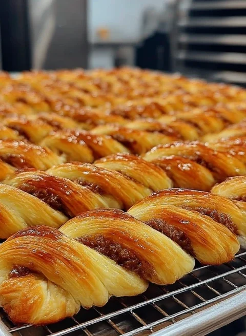 Goldenbrown Beef Herb Pastry Twists
