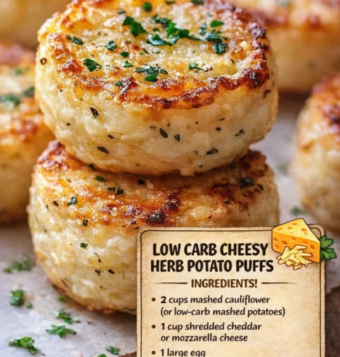 Low Carb Cheesy Herb Mashed Potato Puffs