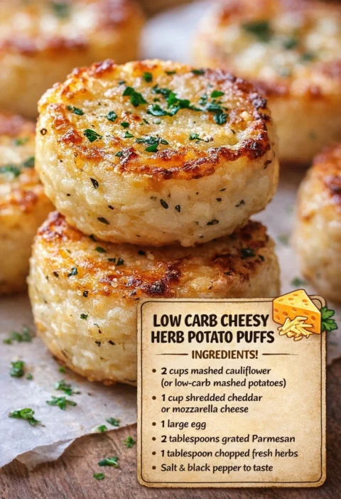 Low Carb Cheesy Herb Mashed Potato Puffs